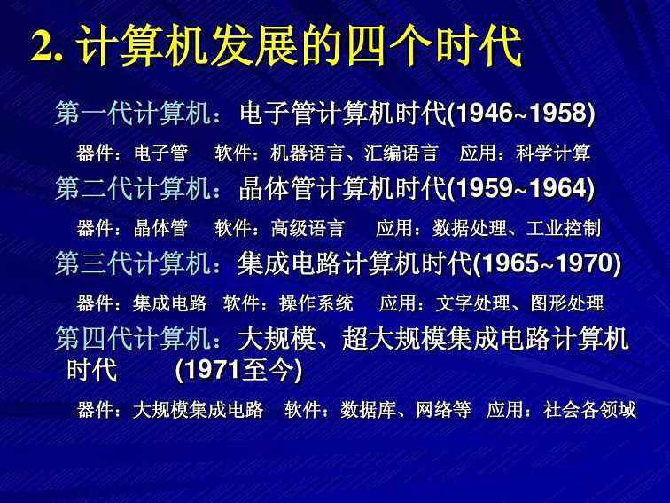 特征:1971年世界上第一台微处理器在美国硅谷诞生,开创了微型计算机的